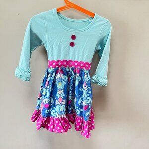 Eleanor Rose Blue and Pink‎ Floral Dress - Size 3-4